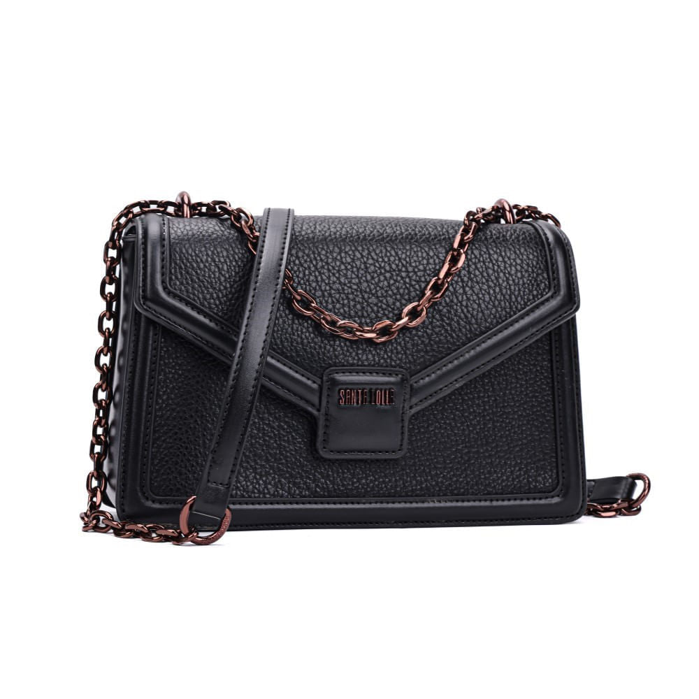 Bolsa Santa Lolla Preta Alça Transversal Correntes
