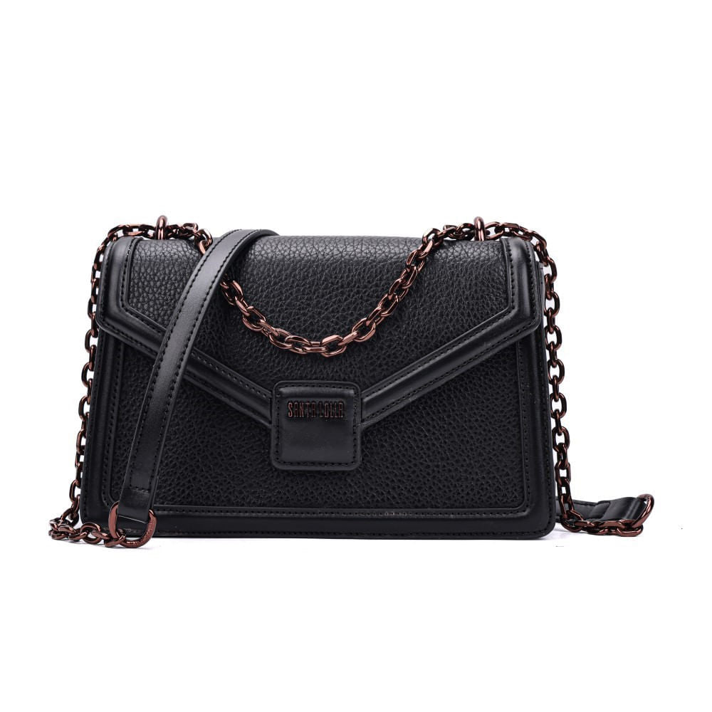 Bolsa Santa Lolla Preta Alça Transversal Correntes