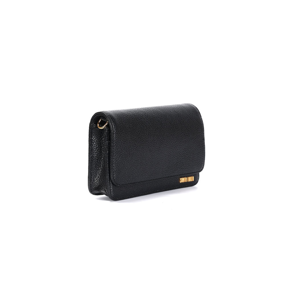 Bolsa Santa Lolla Preta Flap Bag Alça Corrente