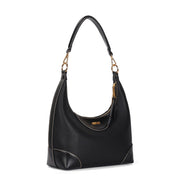 Bolsa Santa Lolla Preta Hobo Zíper Metal Dourado