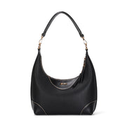 Bolsa Santa Lolla Preta Hobo Zíper Metal Dourado
