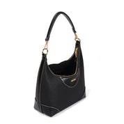 Bolsa Santa Lolla Preta Hobo Zíper Metal Dourado