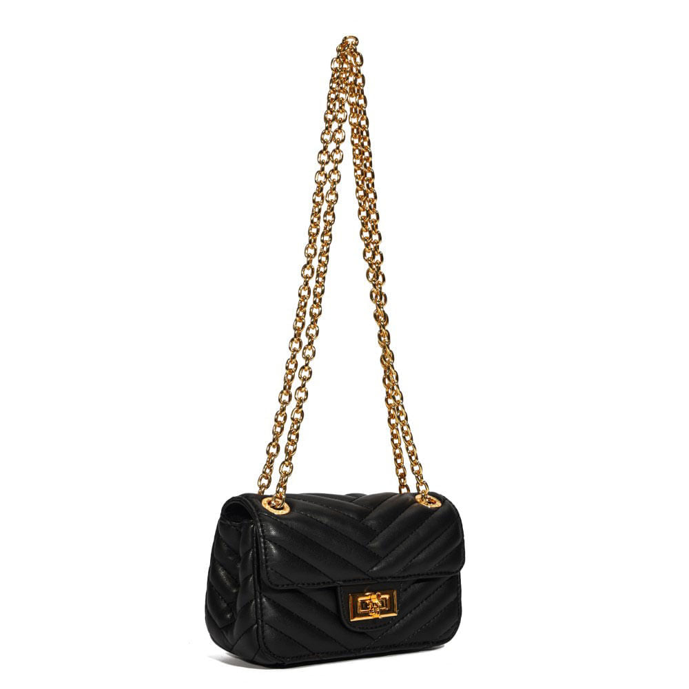 Bolsa Santa Lolla Preta Matelassê Alça Corrente