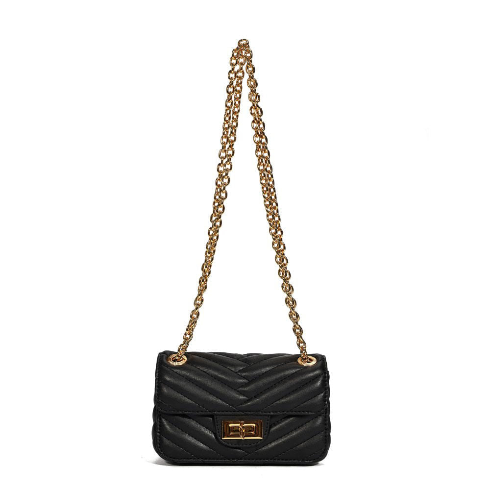 Bolsa Santa Lolla Preta Matelassê Alça Corrente