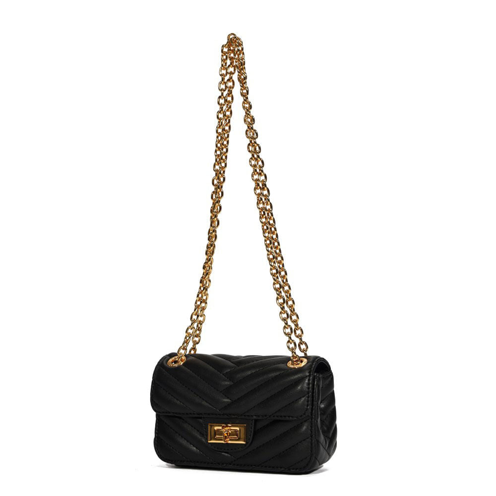 Bolsa Santa Lolla Preta Matelassê Alça Corrente