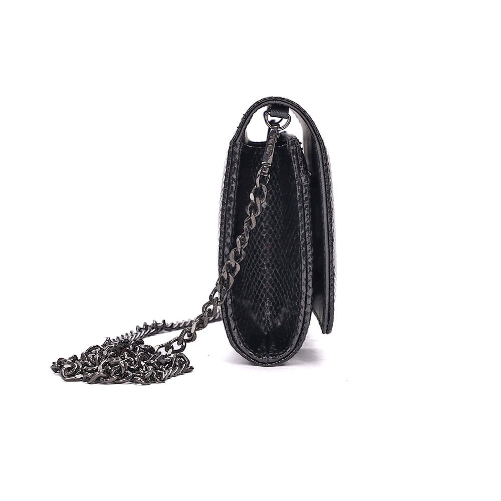 Bolsa Santa Lolla Preta Metalizada Alça Corrente