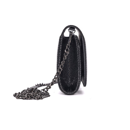 Bolsa Santa Lolla Preta Metalizada Alça Corrente
