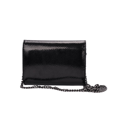 Bolsa Santa Lolla Preta Metalizada Alça Corrente