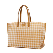 Bolsa Shopper Santa Lolla Amarela Xadrez Alça Caramelo