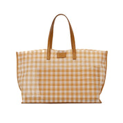 Bolsa Shopper Santa Lolla Amarela Xadrez Alça Caramelo