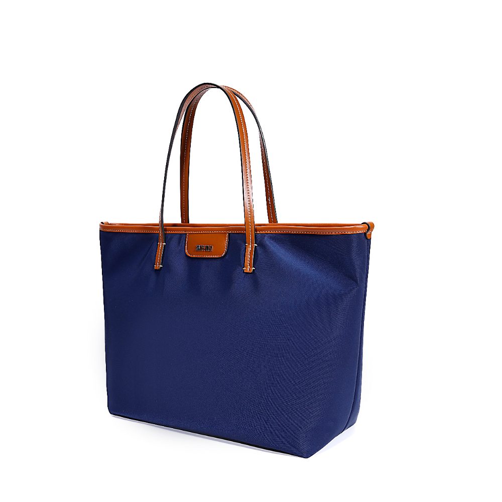 Bolsa Shopper Santa Lolla Azul Nylon Viés Nude