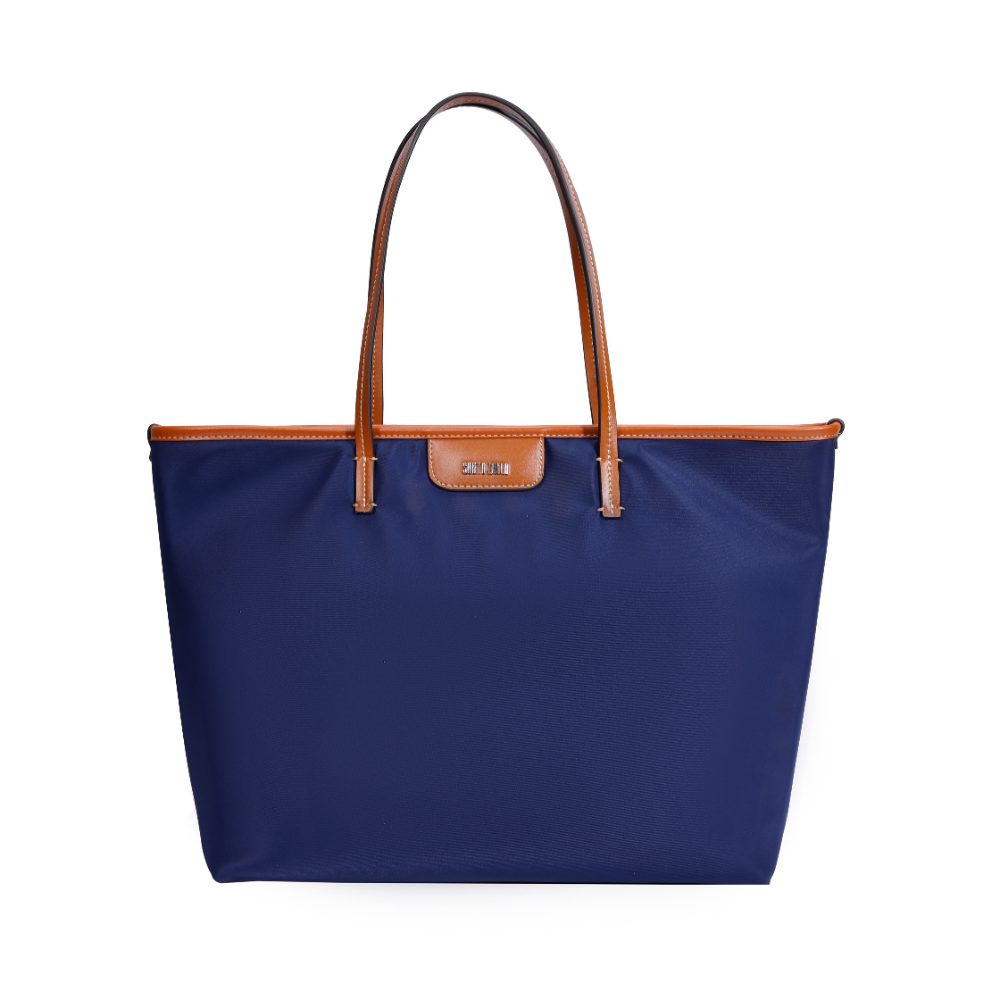 Bolsa Shopper Santa Lolla Azul Nylon Viés Nude
