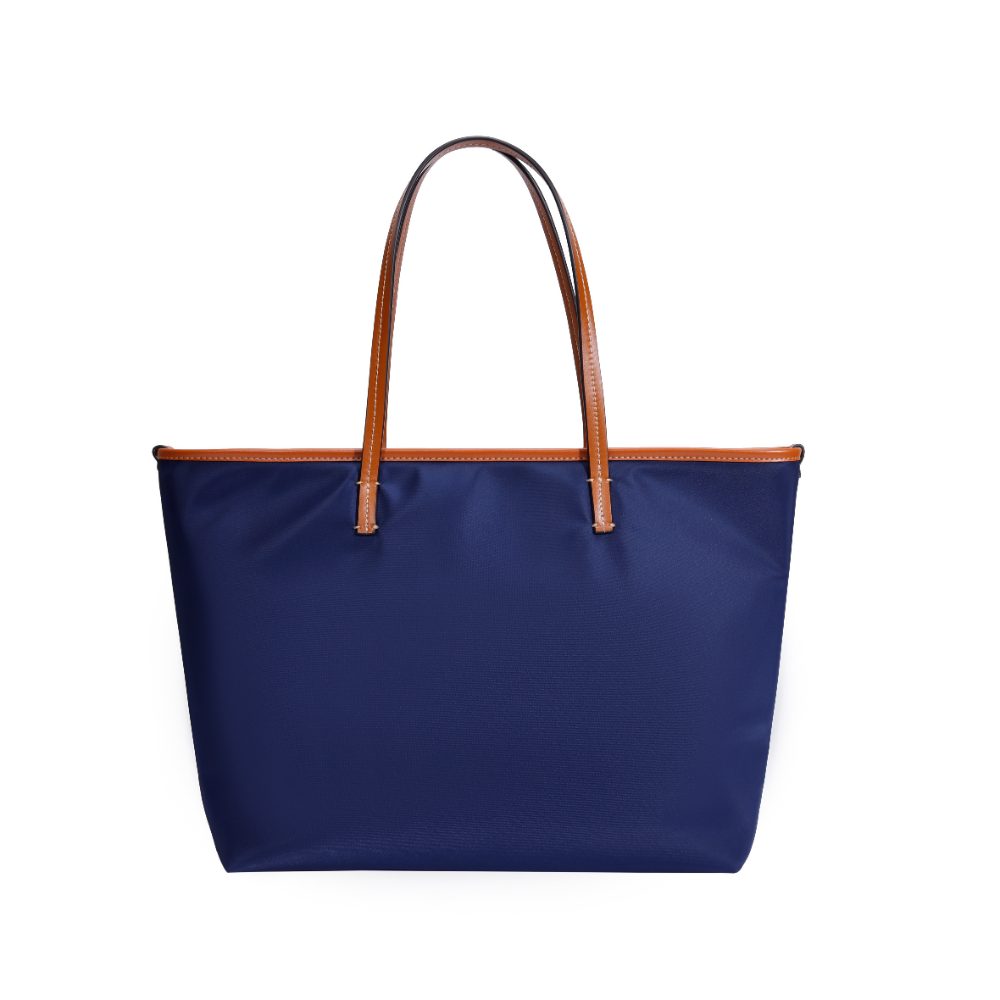 Bolsa Shopper Santa Lolla Azul Nylon Viés Nude