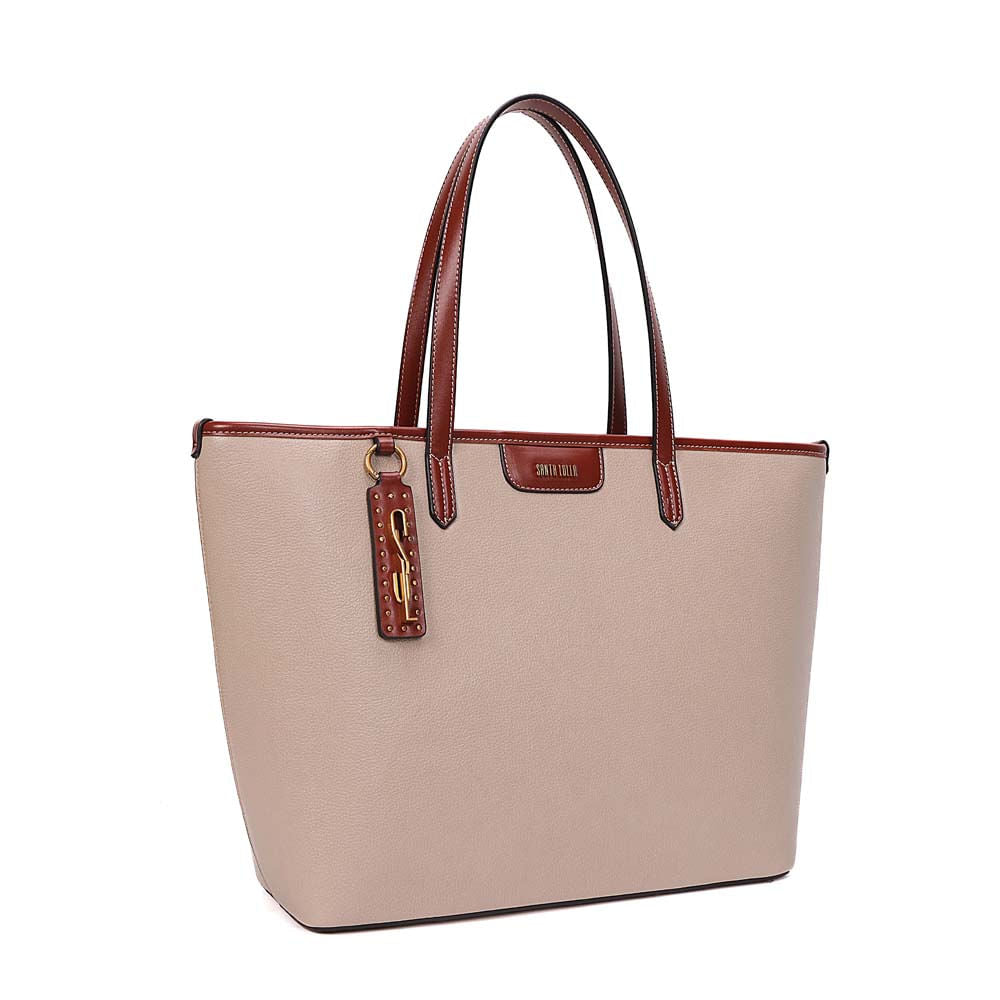 Bolsa Shopper Santa Lolla Bege Alças Marrom