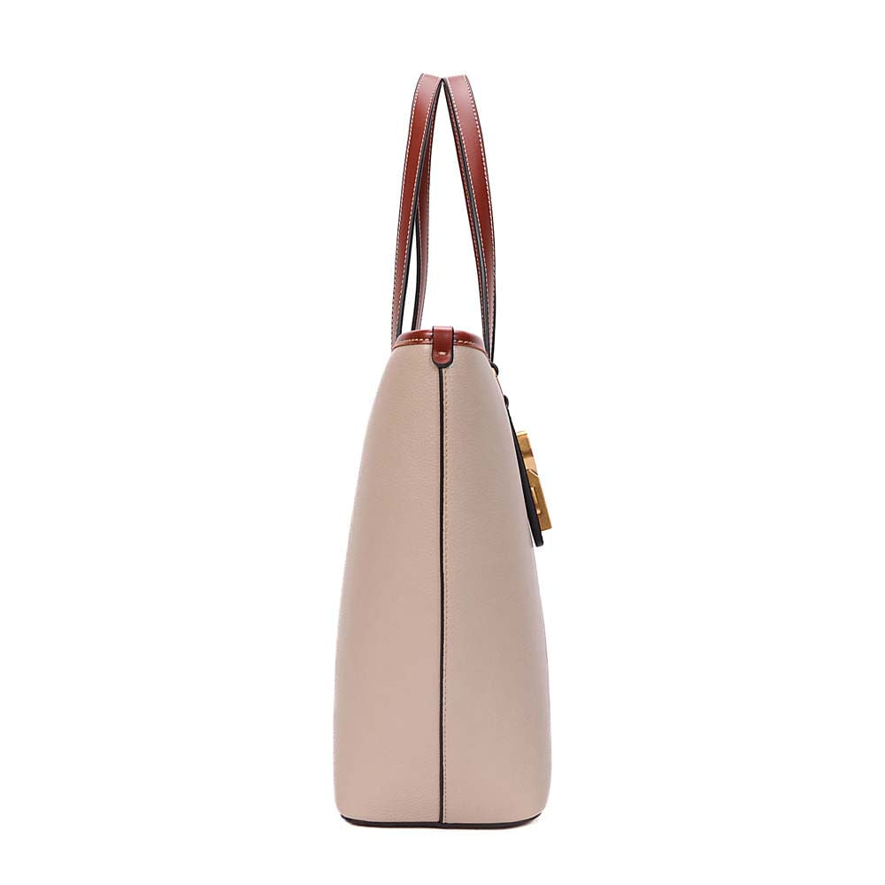 Bolsa Shopper Santa Lolla Bege Alças Marrom