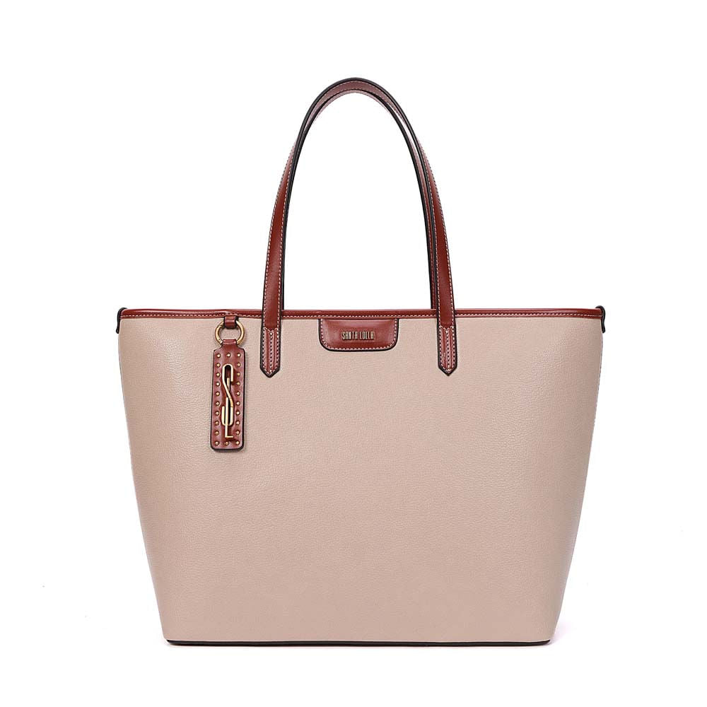 Bolsa Shopper Santa Lolla Bege Alças Marrom
