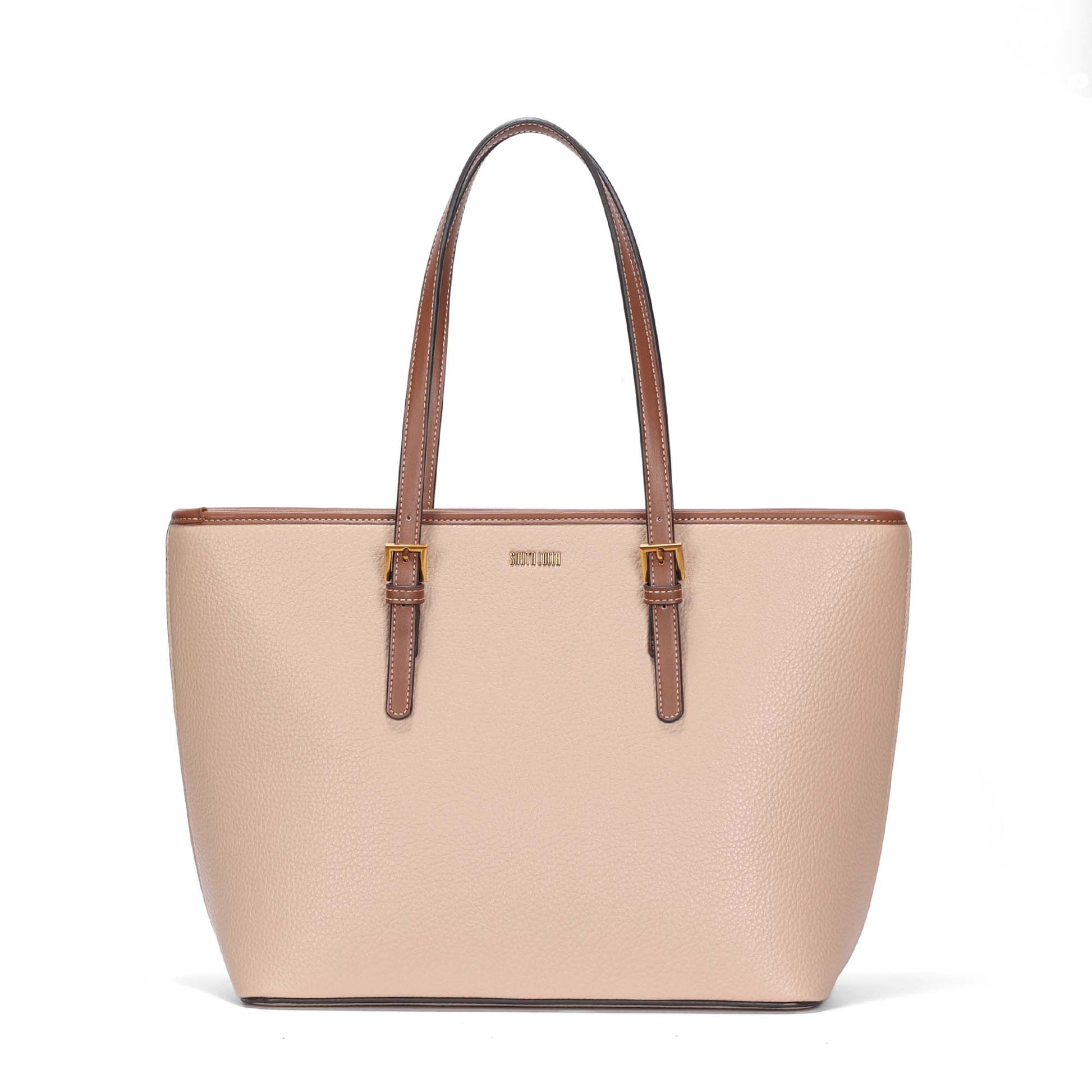 Bolsa Shopper Santa Lolla Bege Alças Marrom