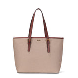 Bolsa Shopper Santa Lolla Bege Canvas Alça Marrom