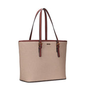 Bolsa Shopper Santa Lolla Bege Canvas Alça Marrom
