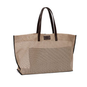 Bolsa Shopper Santa Lolla Bege Tela Alça Ombro