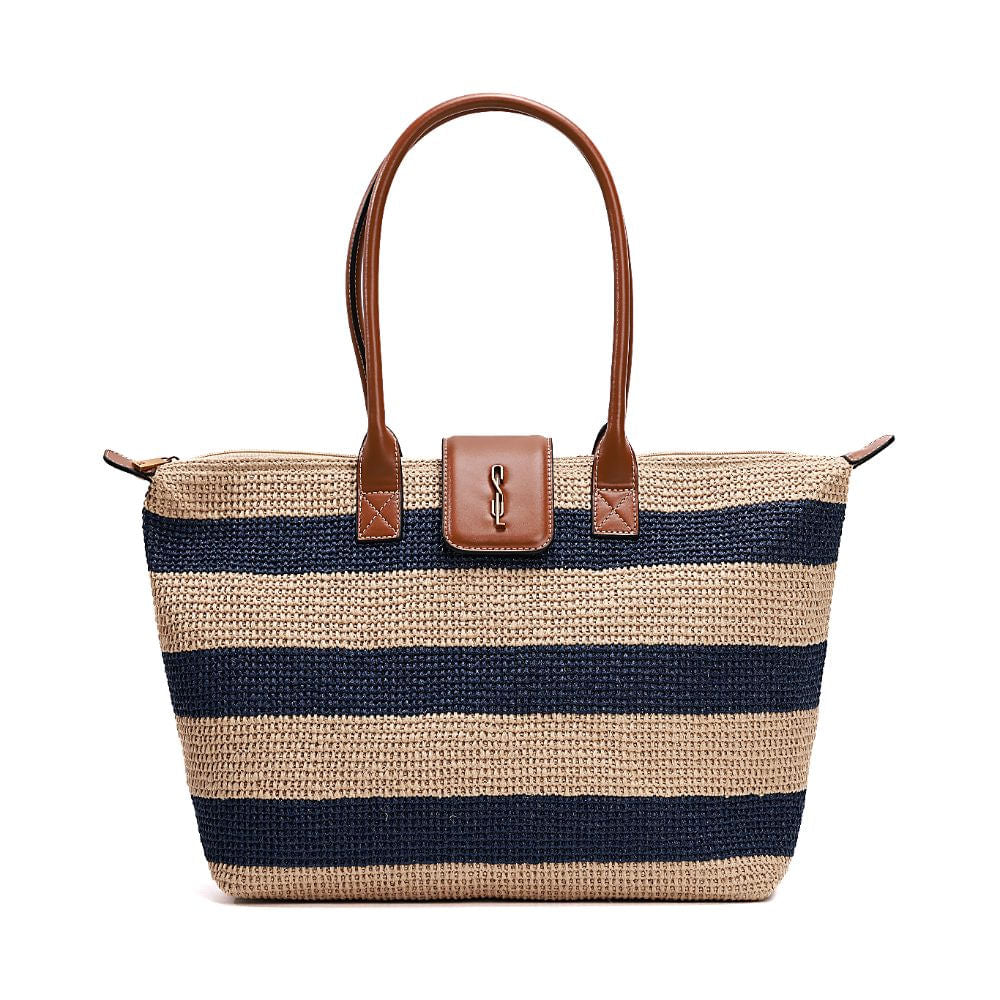 Bolsa Shopper Santa Lolla Bege Tramada Listrada