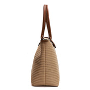 Bolsa Shopper Santa Lolla Bege Tramado Alça Marrom