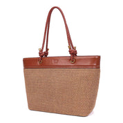 Bolsa Shopper Santa Lolla Bege Tramado Alça Trançada