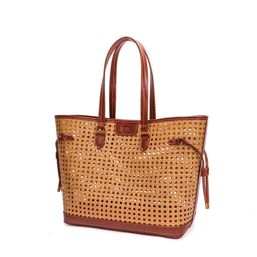 Bolsa Shopper Santa Lolla Bege Tressê Grande