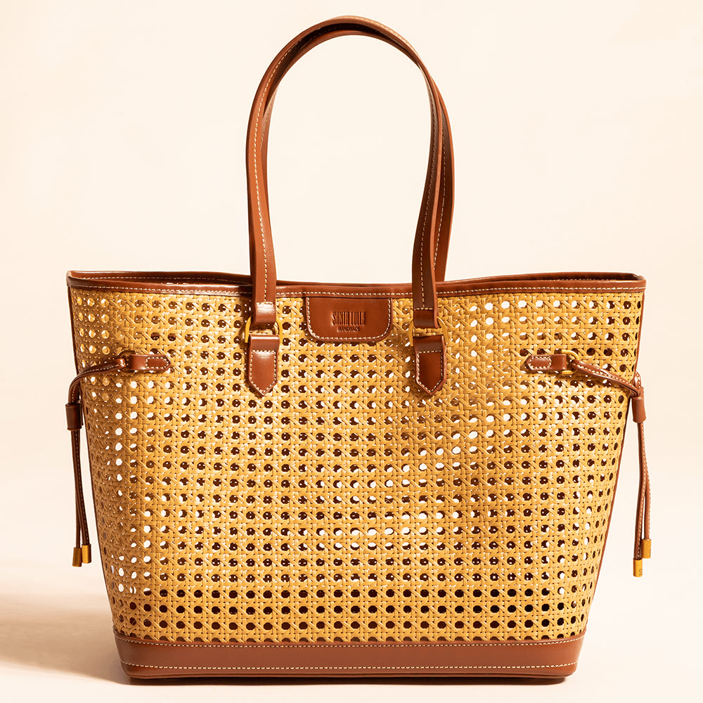Bolsa Shopper Santa Lolla Bege Tressê Grande