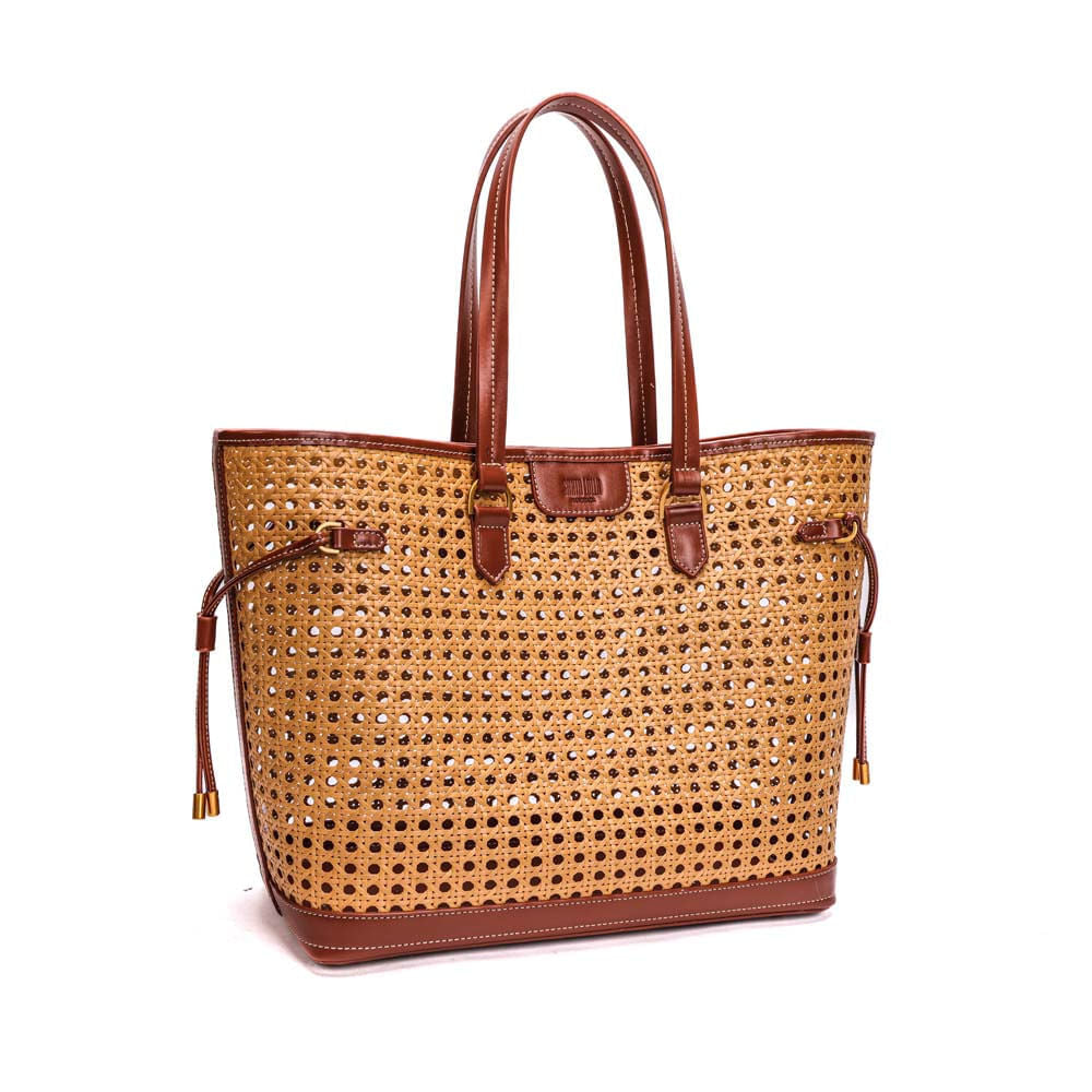 Bolsa Shopper Santa Lolla Bege Tressê Grande