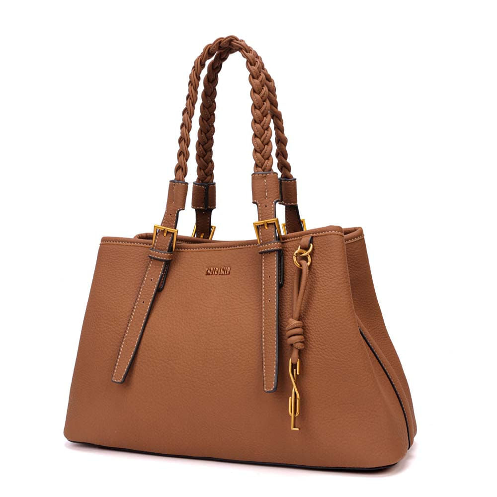Bolsa Shopper Santa Lolla Caramelo Alça Trançada