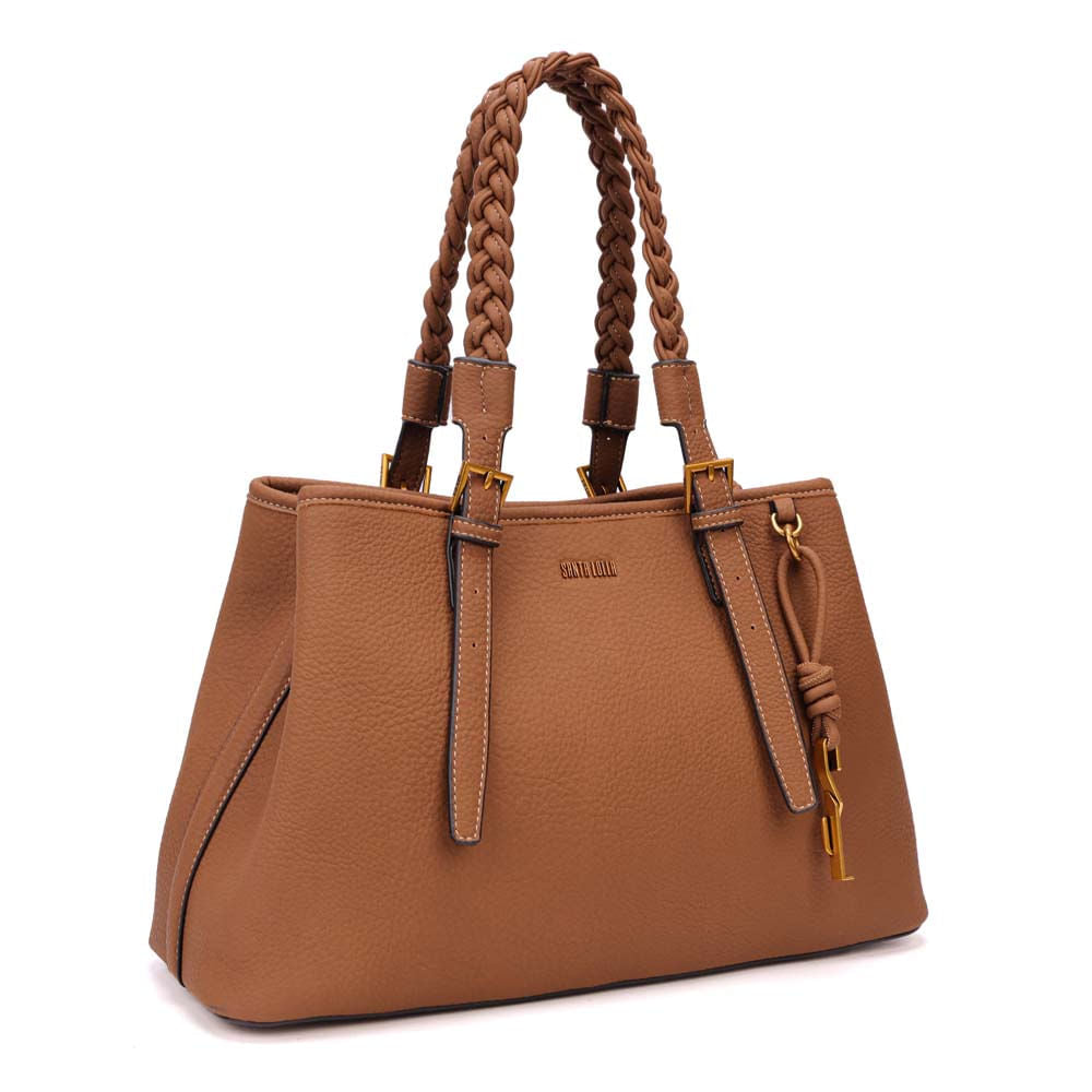 Bolsa Shopper Santa Lolla Caramelo Alça Trançada