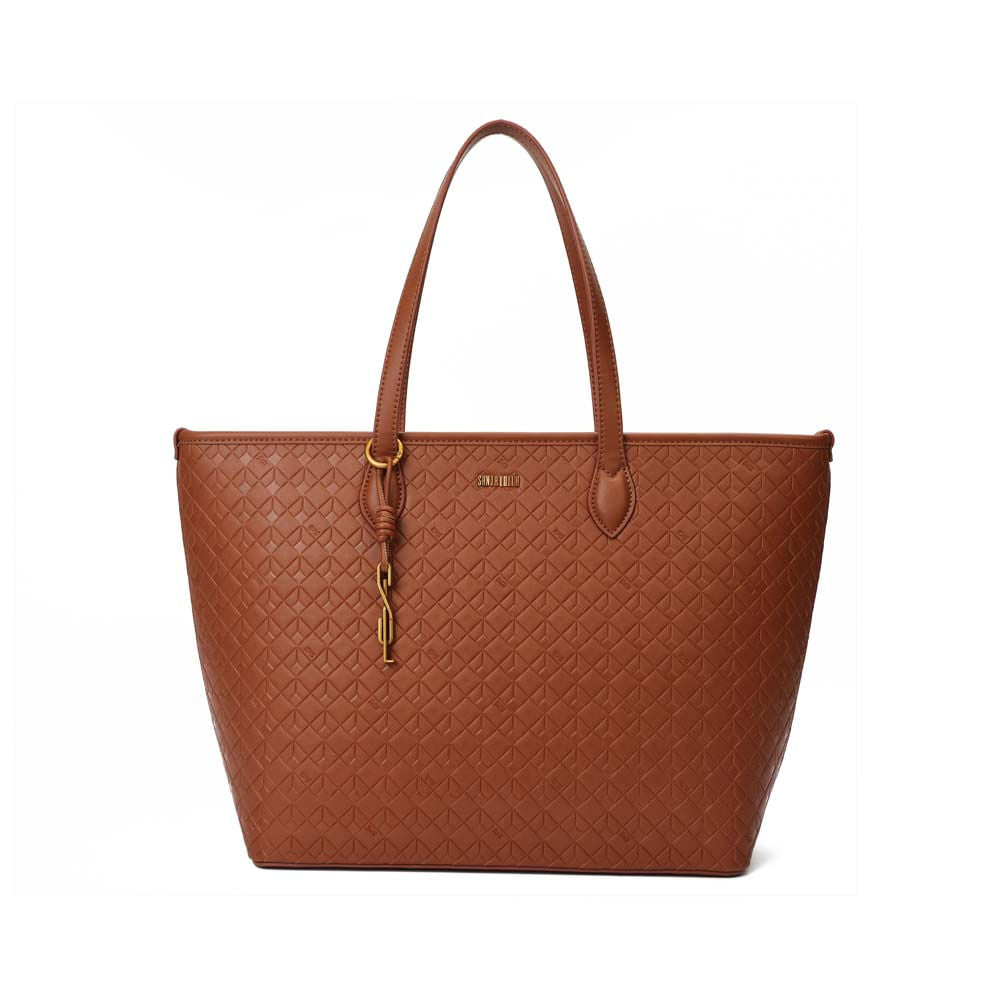 Bolsa Shopper Santa Lolla Caramelo Textura Cubos Alça Ombro