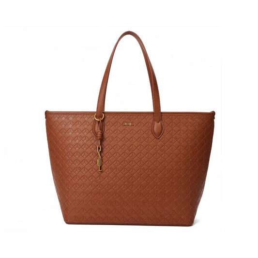 Bolsa Shopper Santa Lolla Caramelo Textura Cubos Alça Ombro