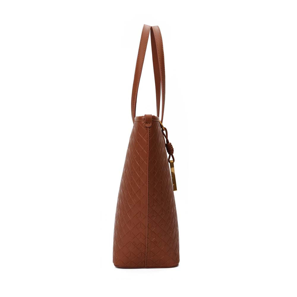 Bolsa Shopper Santa Lolla Caramelo Textura Cubos Alça Ombro