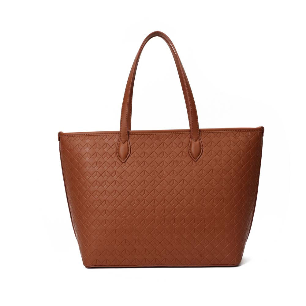 Bolsa Shopper Santa Lolla Caramelo Textura Cubos Alça Ombro