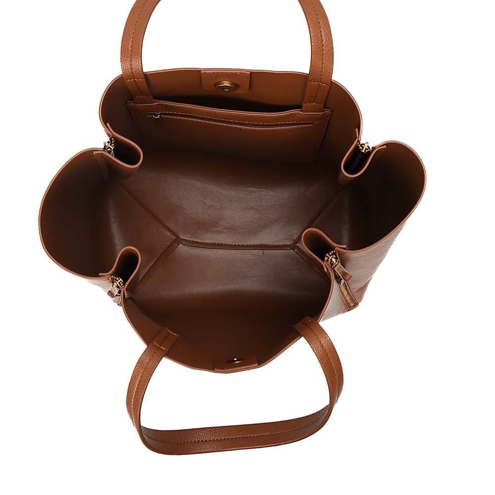 Bolsa Shopper Santa Lolla Caramelo Zíper Frontal