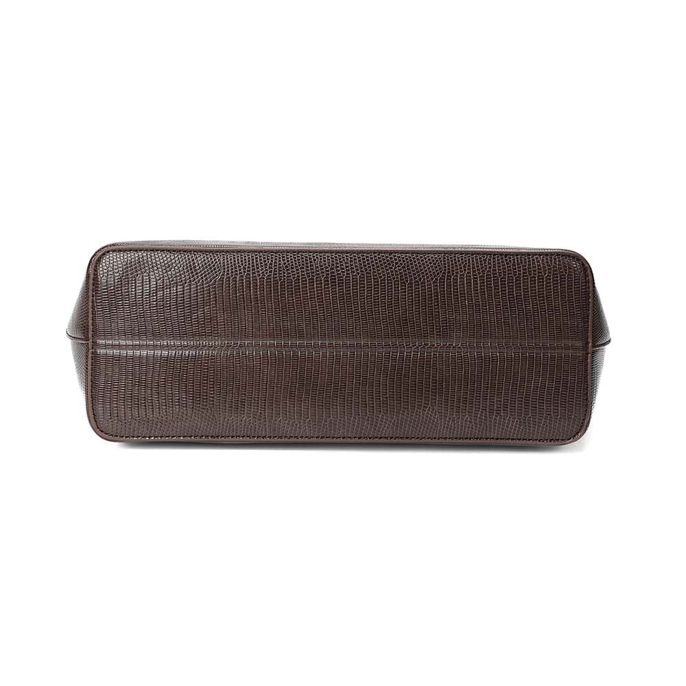 Bolsa Shopper Santa Lolla Marrom Croco Pingente