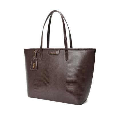 Bolsa Shopper Santa Lolla Marrom Croco Pingente