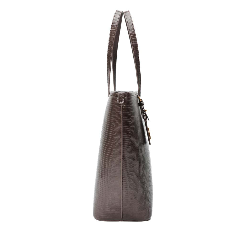 Bolsa Shopper Santa Lolla Marrom Croco Pingente