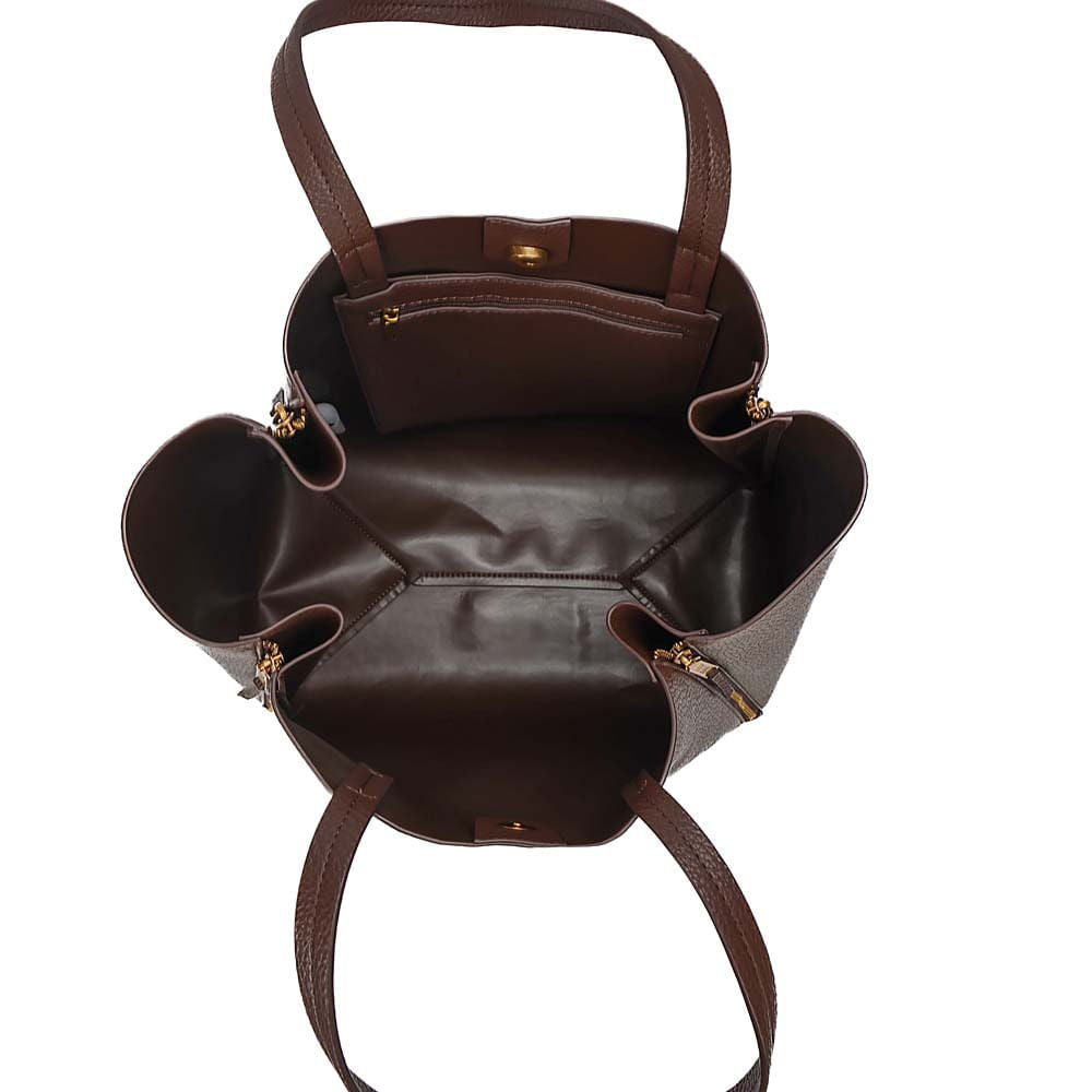 Bolsa Shopper Santa Lolla Marrom Floater Zíperes