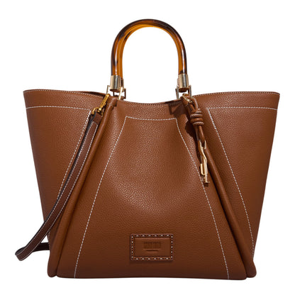 Bolsa Shopper Santa Lolla Marrom Pesponto Com Necessaire