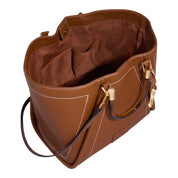 Bolsa Shopper Santa Lolla Marrom Pesponto Com Necessaire