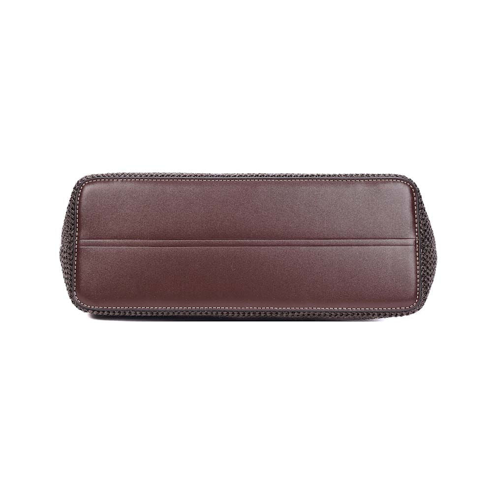 Bolsa Shopper Santa Lolla Marrom Tramado Alça Trançada