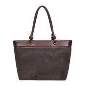Bolsa Shopper Santa Lolla Marrom Tramado Alça Trançada