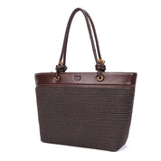 Bolsa Shopper Santa Lolla Marrom Tramado Alça Trançada