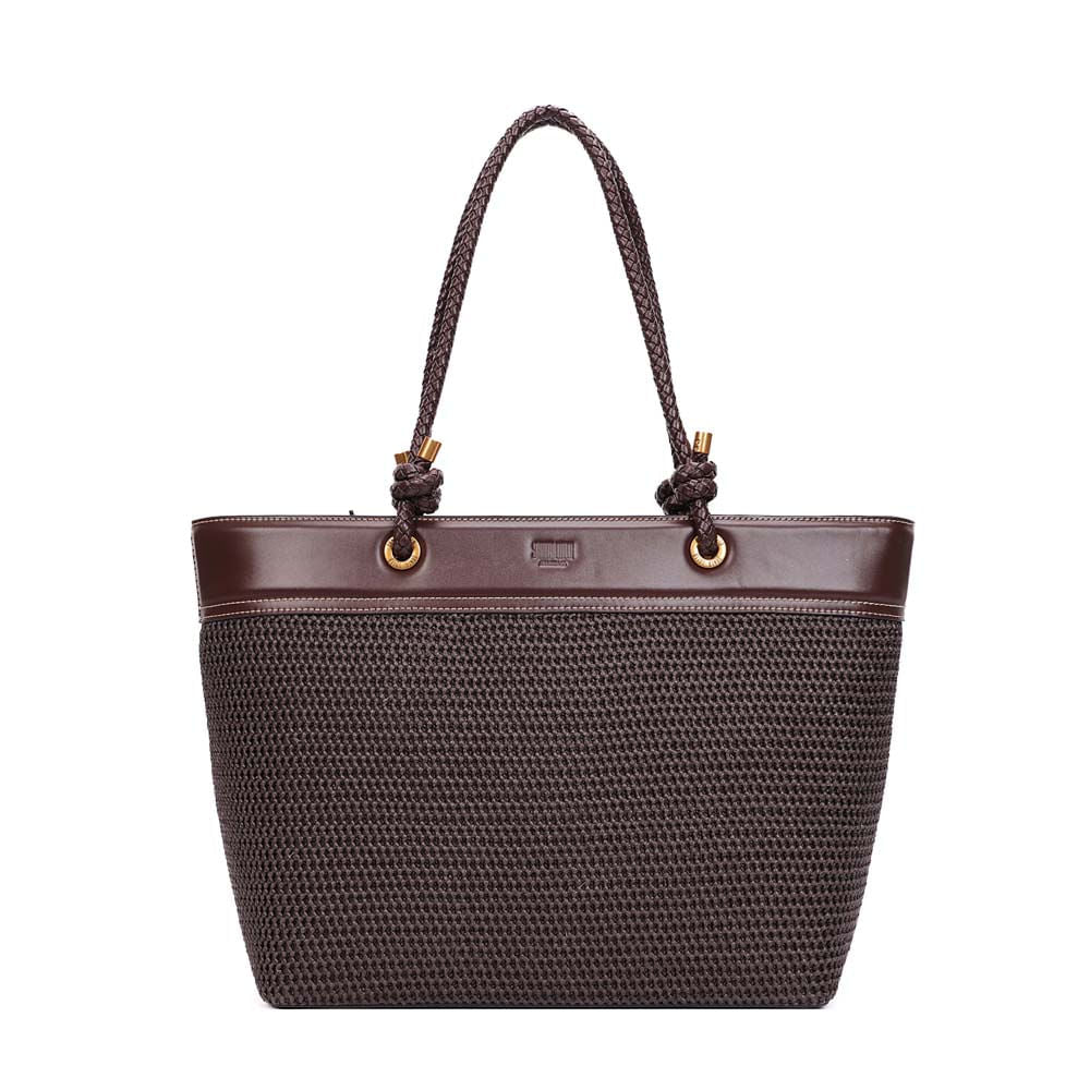 Bolsa Shopper Santa Lolla Marrom Tramado Alça Trançada