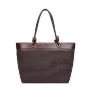 Bolsa Shopper Santa Lolla Marrom Tramado Alça Trançada