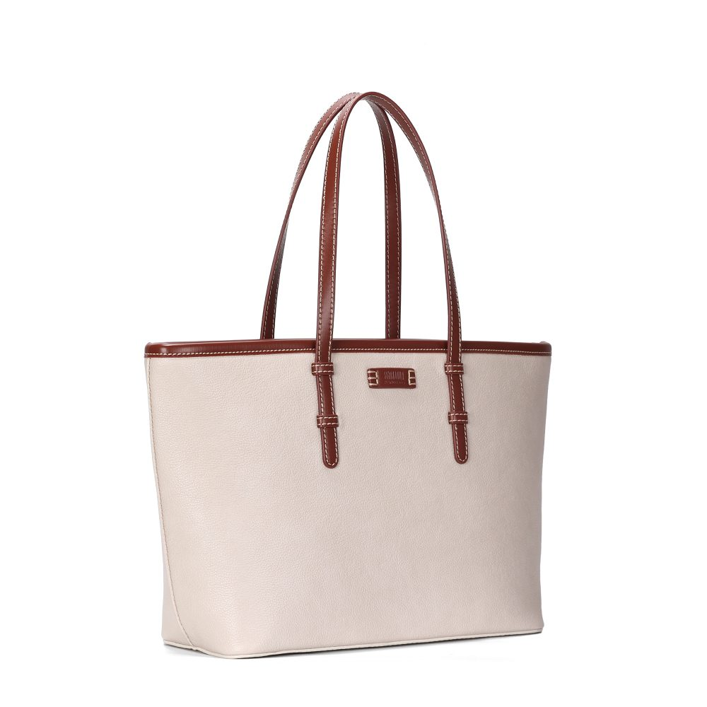Bolsa Shopper Santa Lolla Off White Alça Marrom