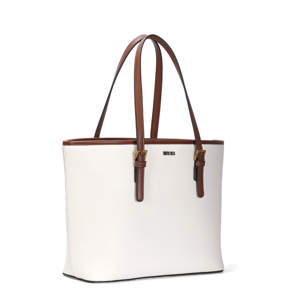 Bolsa Shopper Santa Lolla Off White Alças Marrom